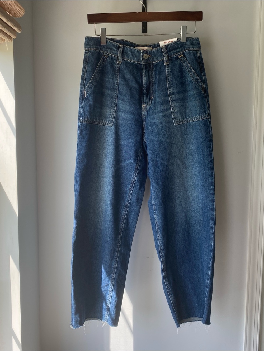 Lucky Brand Utility Crop Jeans Raw Hem Straight Leg Denim Size 26 NWT